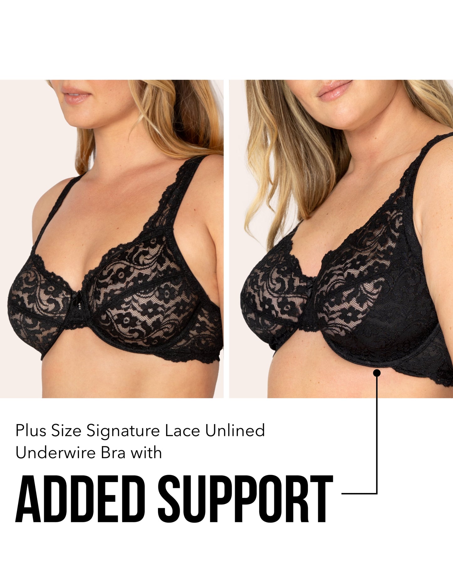 Women'S plus Size Signature Lace Unlined Underwire Bra with Added Support