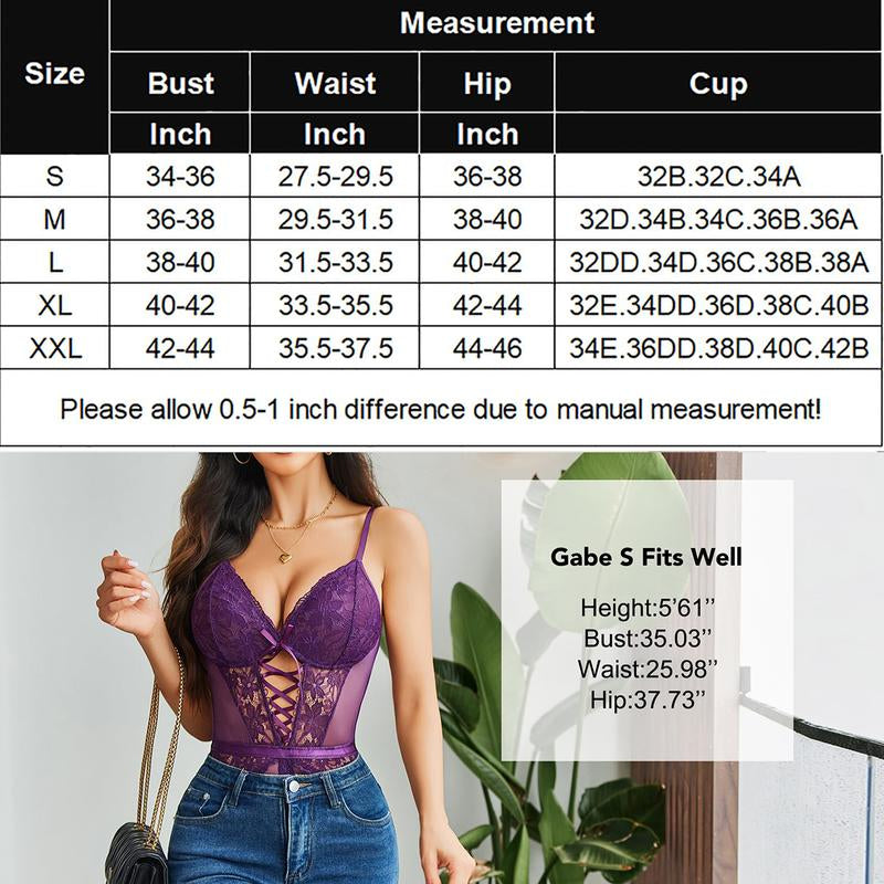 Avidlove Lingerie for Women Lace Bodysuit One Piece Lingerie Mesh V Neck Sleepwear