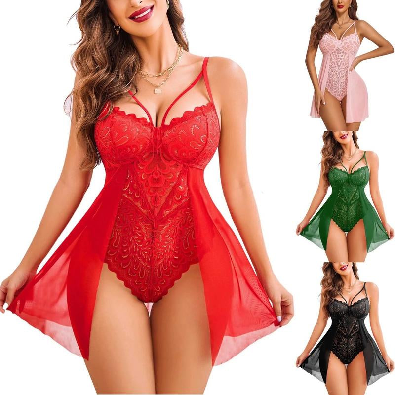 Hot Women'S Teddy Lingerie with Fishtail Skirt -Lace Womenswear Underwear Elegance Comfortable Fit Feminine Style Lady Comfort Sexy Sleepwear plus Size Sexy Comfy Women Confident Trim Bodysuit