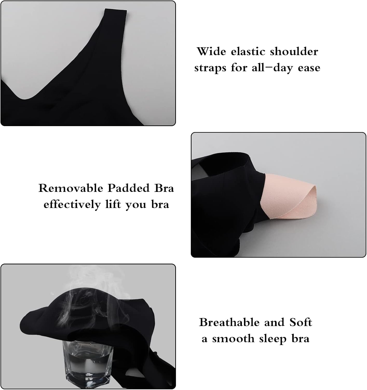 1/2 Pack Women'S Seamless Bra Thin Soft Comfort Wireless Bra for Women with Removable Pads