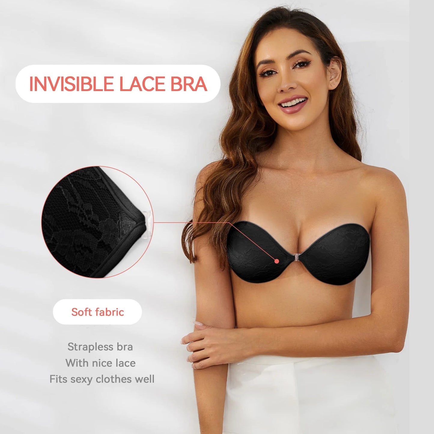 Adhesive Bra Backless Strapless Sticky Bra Invisible Push up Lifting Boobs Bras for Backless Dress with Nipple Covers