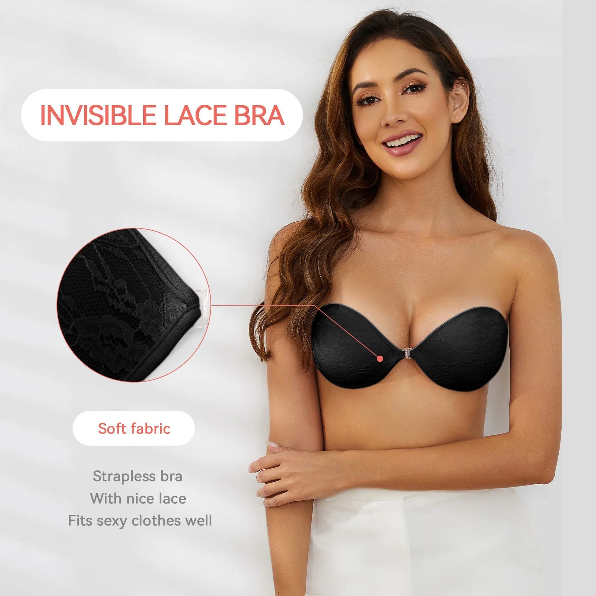 Adhesive Bra Backless Strapless Sticky Bra Invisible Push up Lifting Boobs Bras for Backless Dress with Nipple Covers