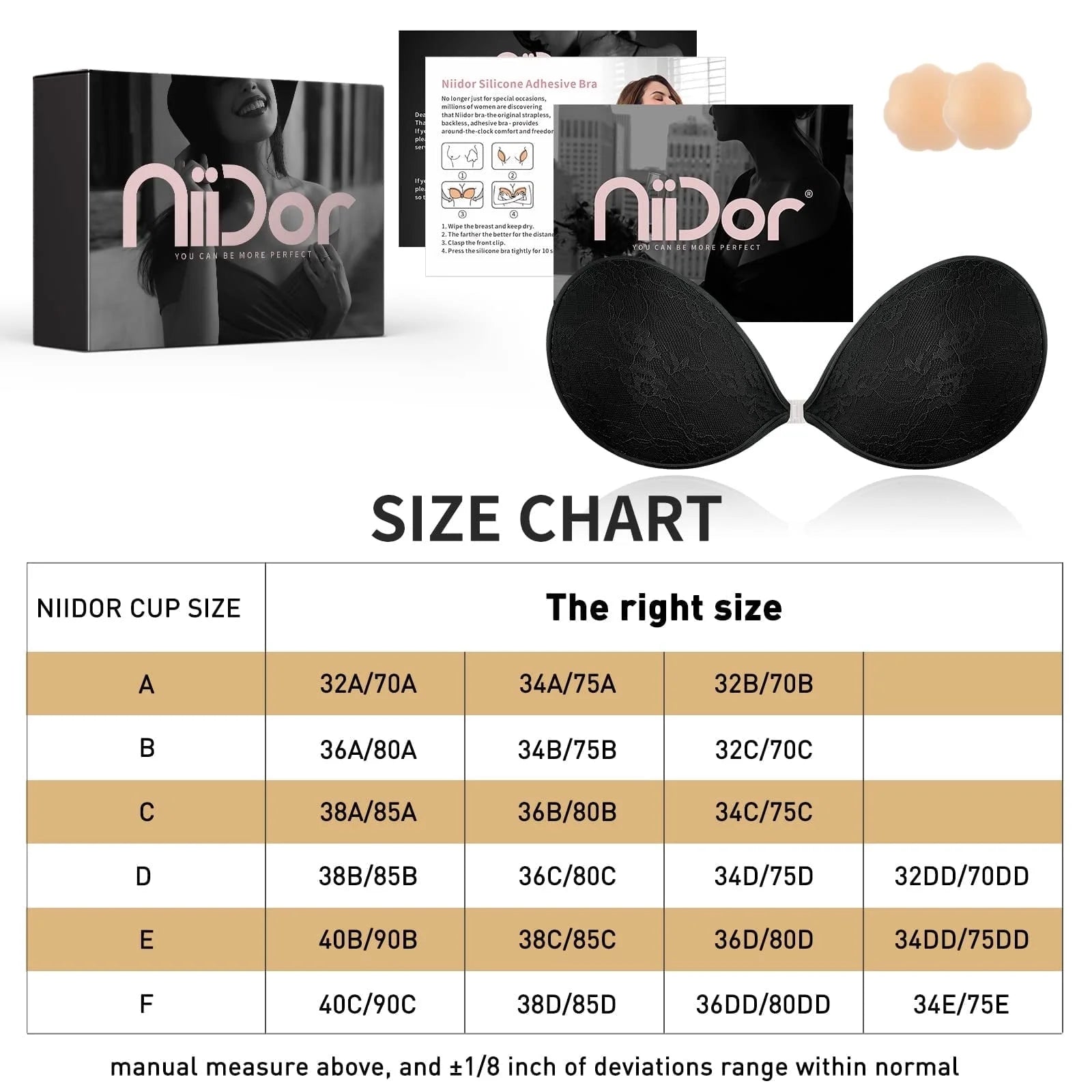 Adhesive Bra Backless Strapless Sticky Bra Invisible Push up Lifting Boobs Bras for Backless Dress with Nipple Covers