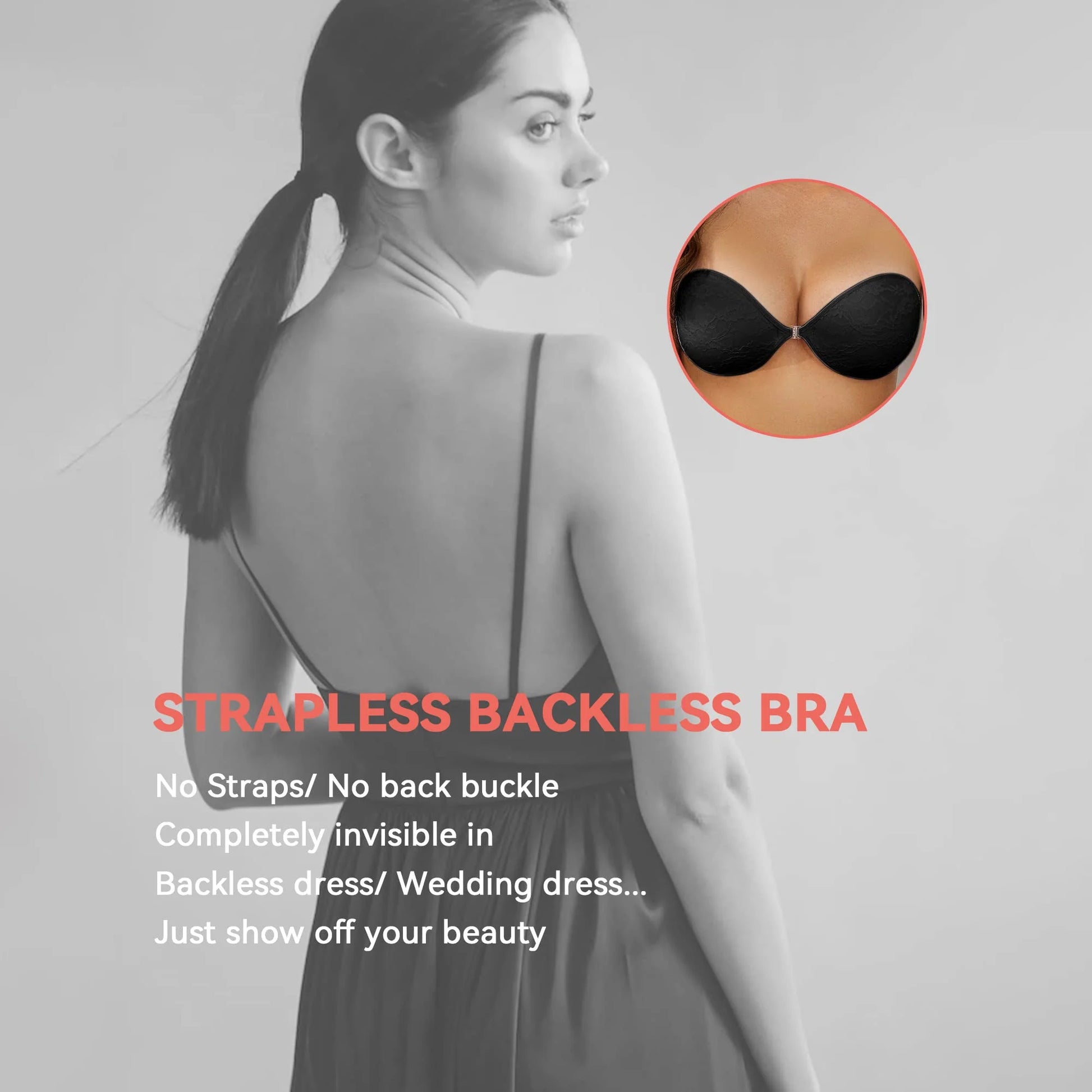 Adhesive Bra Backless Strapless Sticky Bra Invisible Push up Lifting Boobs Bras for Backless Dress with Nipple Covers
